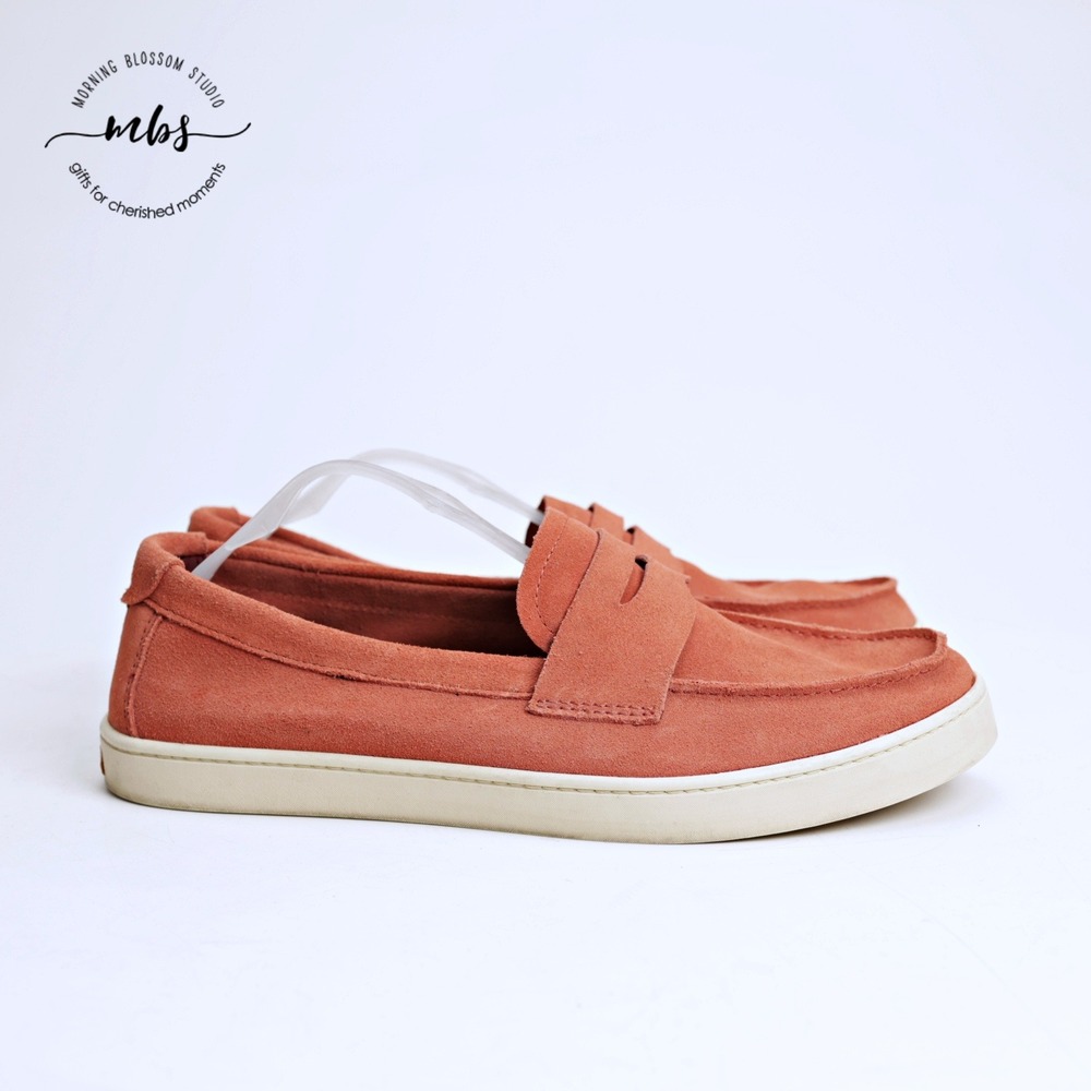 Cole Haan GrandPrø Rally Laser Cut Penny Casual Suede Loafers Orange Pink Men 11
